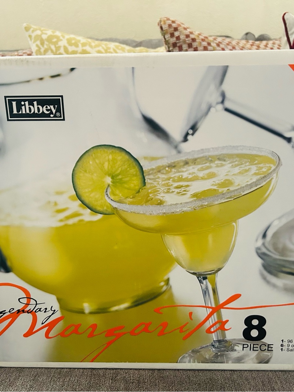 Libbey Lime-Garnished Yellow Margarita Glasses - 8 Pc Set